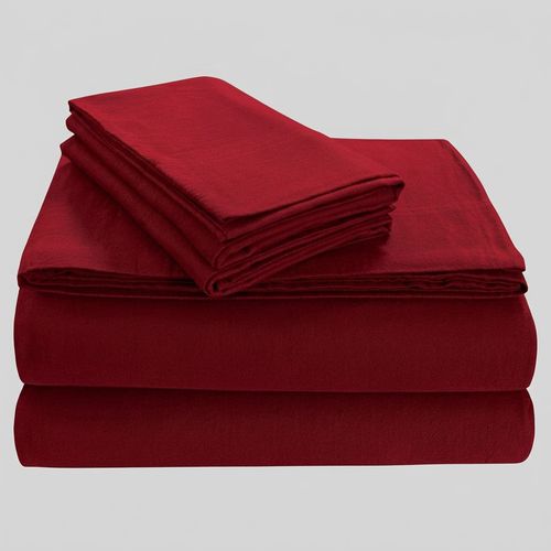 Tribeca Living Triple Brushed Cotton Flannel Sheet Set in Dark Red