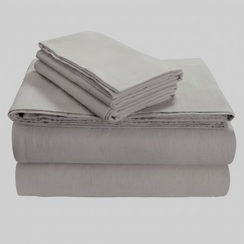 Tribeca Living 5oz Flannel Sheet Set in Silver Grey
