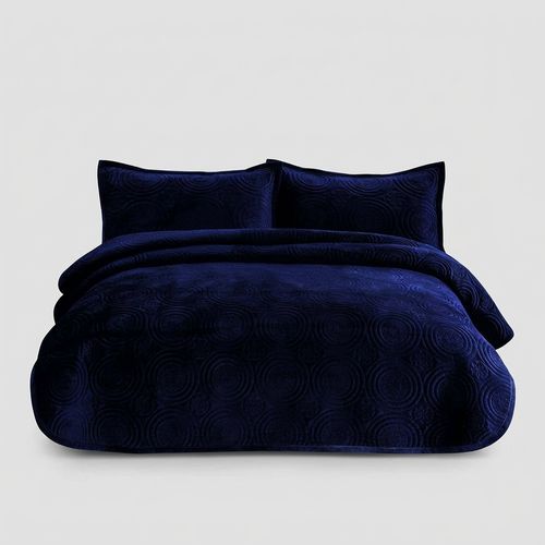 Tribeca Living Velvet Quilt Set in Capri Navy Blue