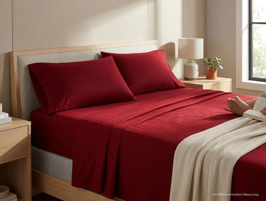 Triple Brushed Flannel Sheets in a cozy bedroom setting